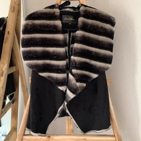 Sam Edelman Clara Faux Chinchilla Fur and Suede Vest - Picture 6 of 12
